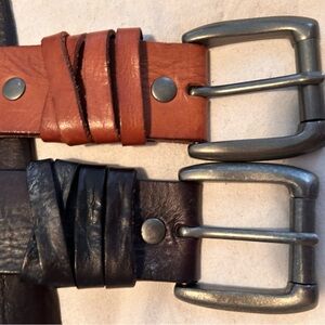 Vintage Danier Men's Leather Belt - Brown and Black